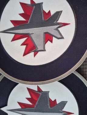 Embroidered Jet Round Patch - Gray and Red